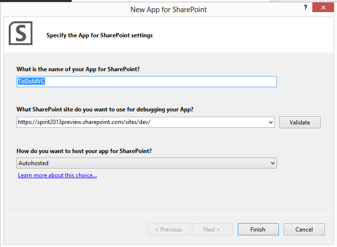 Create App for SharePoint