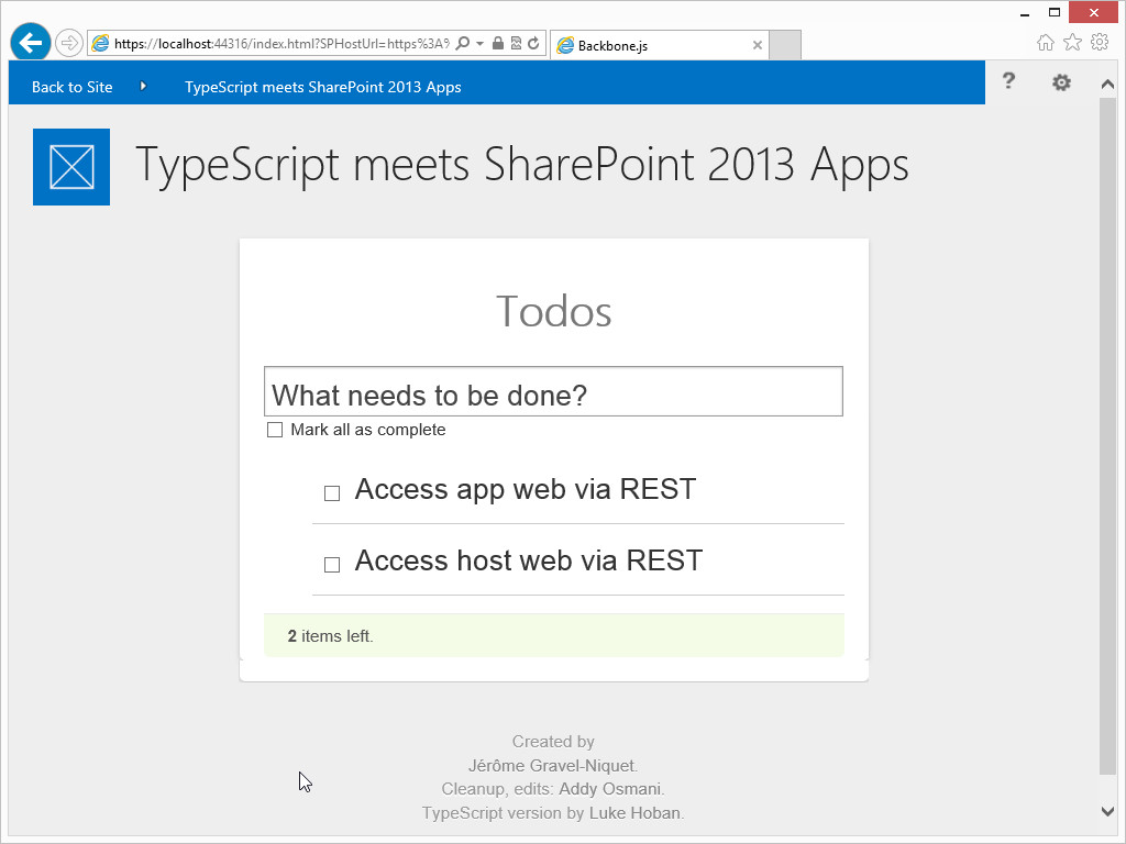 TypeScript SharePoint 2013 app